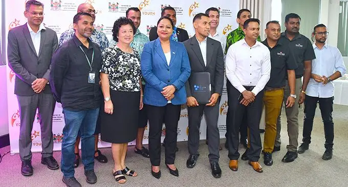 Front third from left: Minister for Trade, Tourism, Local Government, Housing and Community Development, Premila Kumar with other stakeholders during the launch at Suvavou House, Suva on December 13, 2019.