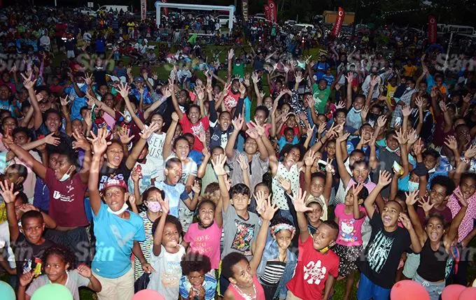 Hundreds of people that witnessed the  Christmas tree lighting event at My Suva Park on December 10, 2021.Photo: Ronald Kumar.