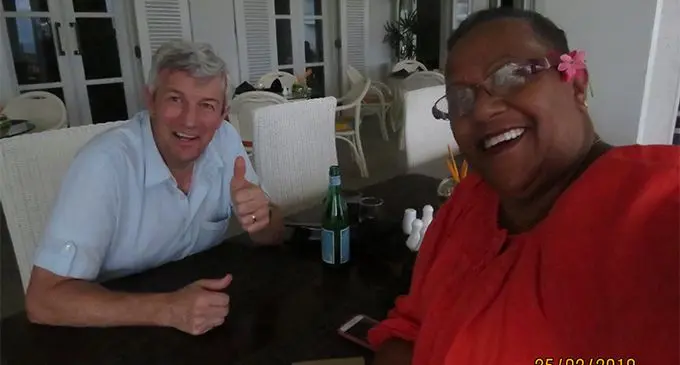 Producer, director and script writer Mitch Davis (left) with Fiji LDS Director of Public Affairs Sulueti Kama. Photo: Church of Jesus Christ of Latter-day Saints
