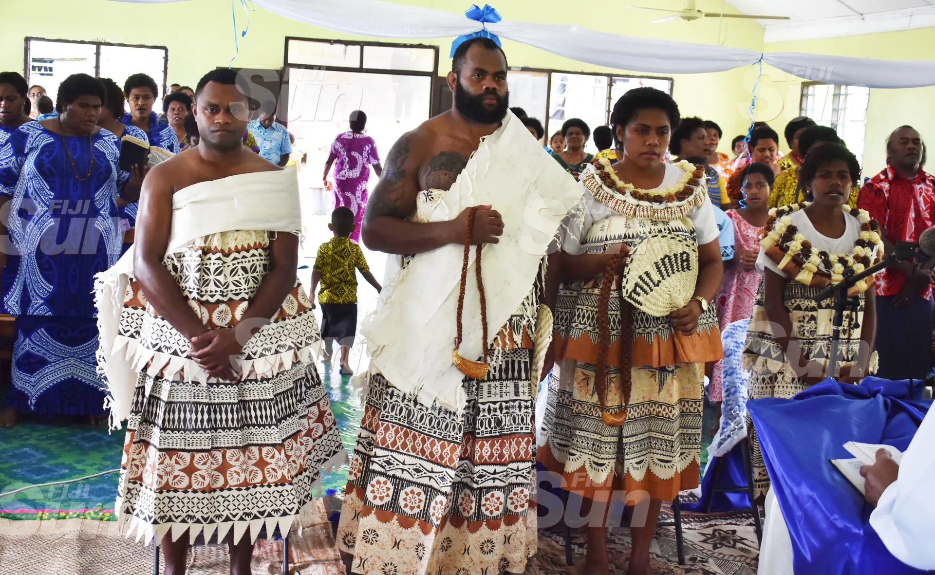Setareki Tawakevou, Peceli Yato, Mili Yato and Kasanita Naraya at the Methodist Church in Narewa, Nadroga yesterday. Photo: Waisea Nasokia
