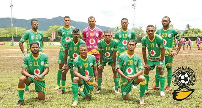 Ezy Kool Nadi team that won, 4-1 against Navua at Subrail Park,Labasa, on November 26, 2020. Back from left: Avinesh Suwamy, William Valentine, Vereti Dickson, Ame Votoniu, Sakaraia Naisua. Middle: Ashneel Kumar, Beniamino Lebatavatava, Serevi Waqa. Front: Shivneel Pillay, Josua Tawake and Afraz Ali. Photo: Fiji FA Media