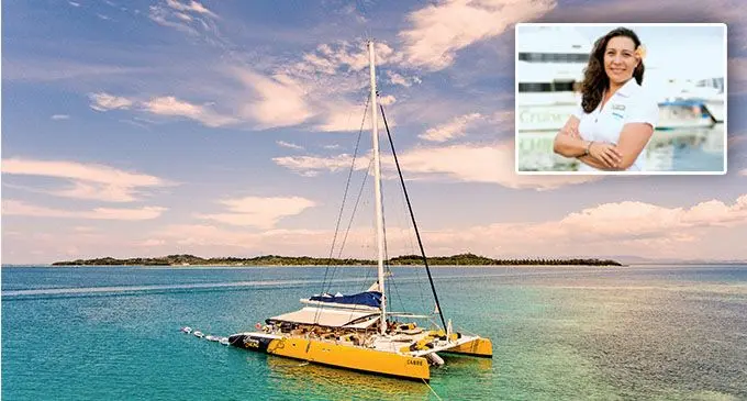 South Sea Cruises brand new 78-foot sailing catamaran SABRE Insert Picture: South Sea Cruises Pte Ltd General Manager – Fiji & Asia Sales, Loretta St Julian‑Ooms