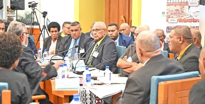 Members of the Great Council of Chiefs during their first meeting in their new Vale ni Bose on May 21, 2025. Photo: DEPTFO news