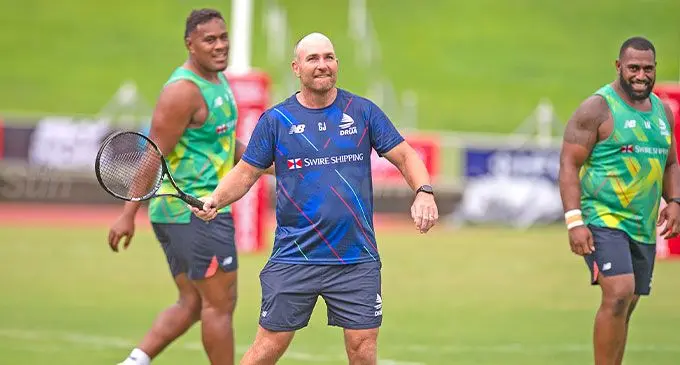 Swire Shipping Fijian Drua head coach Glen Jackson during the Captain’s rugby with Leone Rotuisolia and Livai Natave at the HFC Bank Stadium, Suva, on February 14, 2025. Photo: Leon Lord
