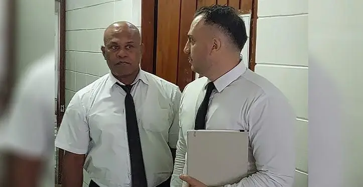 Josese Muriwaqa and Joseph Abourizk at the High Court in Lautoka on March 13,2023. Photo: Salote Qalubau