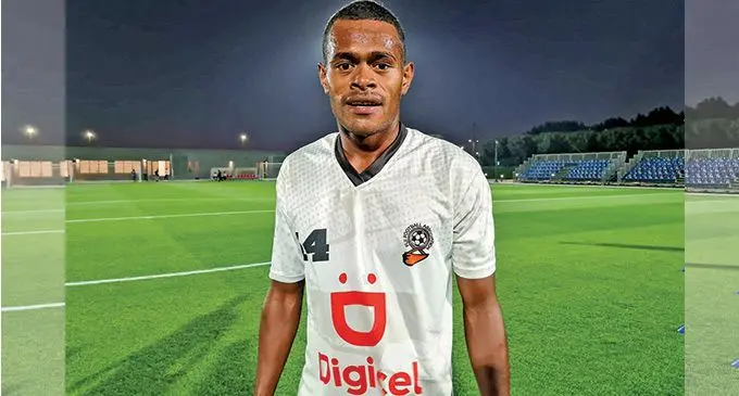 Our star striker Sairusi Nalaubu during training in Doha. Photo: Fiji FA Media 