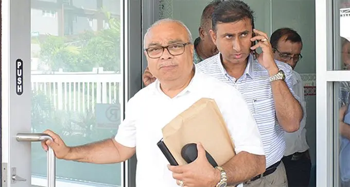 Fiji Bus Operators Association (FBOA) President Richard Lal followed by General Secretary Rohit Latchan and association members. Photo: Ronald Kumar.