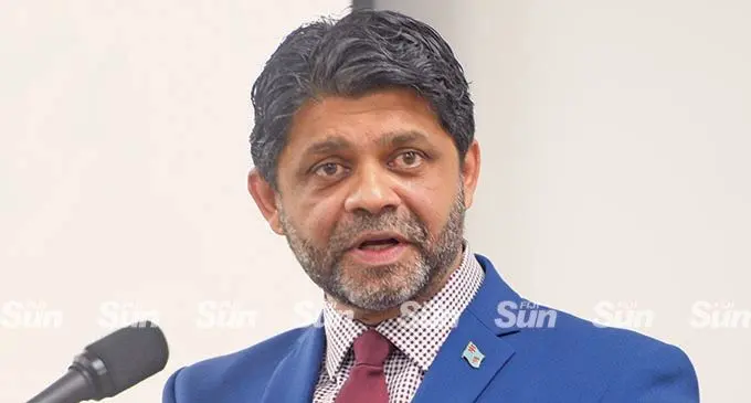 Acting Prime MInister and Attorney General Aiyaz Sayed-Khaiyum while speaking at FNU Pacifika Campus Photo: Ronald Kumar.