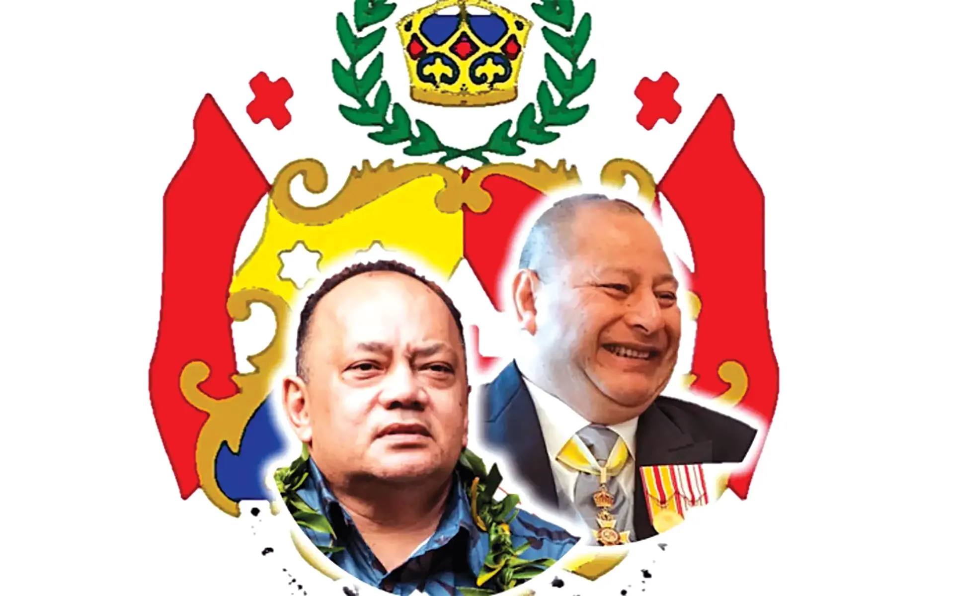 Hua'Kavameiliku, front, refused to step down after Attorney-General Linda Folaumoetu'i advised him and Cabinet last month that the privy council's letter starting that the king had revoked two ministerial appointments was unconstitutional. Photo: RNZ Pacific   