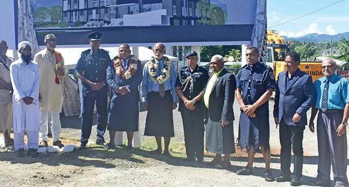 Minister for Defence, National Security and Foreign Affairs Inia Seruiratu (sixth from left), the Tui Nadi Ratu Vuniyani Navuniuci (seventh from left), Police Commissioner Brigadier-General Sitiveni Qiliho (fifth from right), Dr Ram Raju with religious leaders and members of the Fiji Police Force at the Nadi Police Station on March 15, 2019. Photo: Mereleki Nai