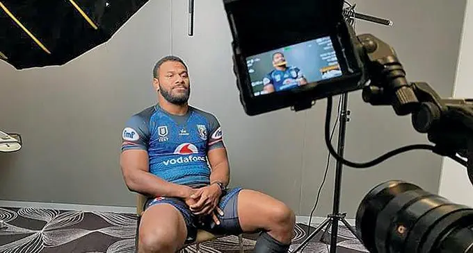 Vodafone Fiji Bati winger Maika Sivo interviewed by Fox Sports on June 22, 2022. Photo: Simione Haravanua