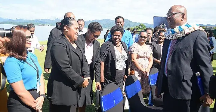 Deputy Prime MInister and Minister for Trade and Communications Manoa Kamikamica (right) with participants to mark Safer Internet Day 2023 at Grand Pacific Hotel on February 7, 2023. Photo: Ronald Kumar
