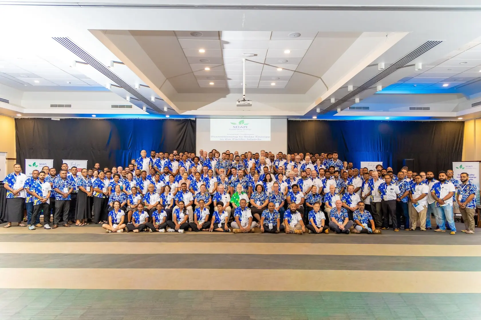 Participants of the inaugural SEIAPI Solar Conference pose for a group photo at the Grand Pacific Hotel in Suva.