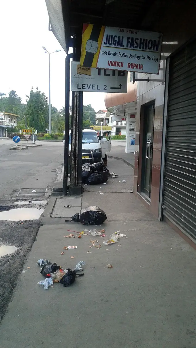 Rubbish littered around Nausori Town.