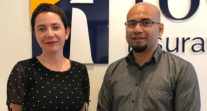 Tower Insurance Head of Pacific Operations Sarah-Jane Wild and Tower Insurance Fiji general manager Veilawa Rereiwasaliwa.  
