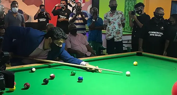 Attorney-General and Minister for Economy Aiyaz Sayed-Khaiyum during the opening of the Commercial Amusement Billiard & Kava Centre at Laucala Bay in Suva on December 13, 2021 . Photo: DEPTO News