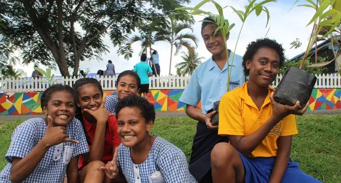 Students at Mt Saint Mary’s School during the activities which included the beautification of school compounds Photo: Tourism Fiji 