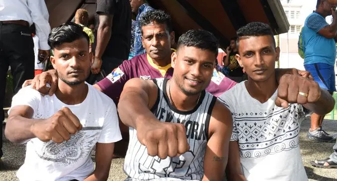 Mudaliar, the boxing brothers...(from left) Sachin Mudaliar , Krishna and Krishneel with their father Arun Mudaliar of Nadi in Suva on February 15, 2018. Photo: Ronald Kumar