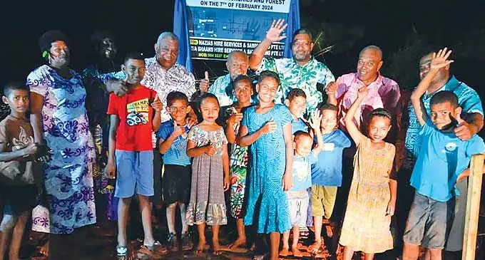 (Fourth from left) Minister for Forestry and Fisheries, Kalaveti Ravu with mataqali members and its people during the groundbreaking ceremony of the house rehabilitation and construction project for the Vuka clan.