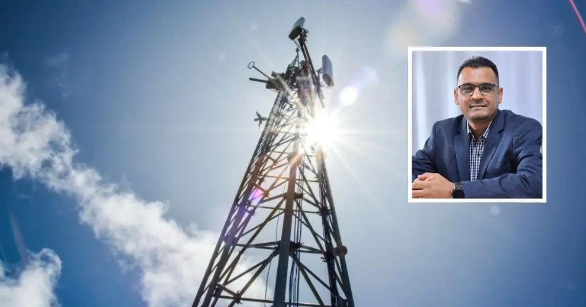Phone Network Tower. Inset: Telecommunications Authority of Fiji (TAF) chief executive officer Prit Chand