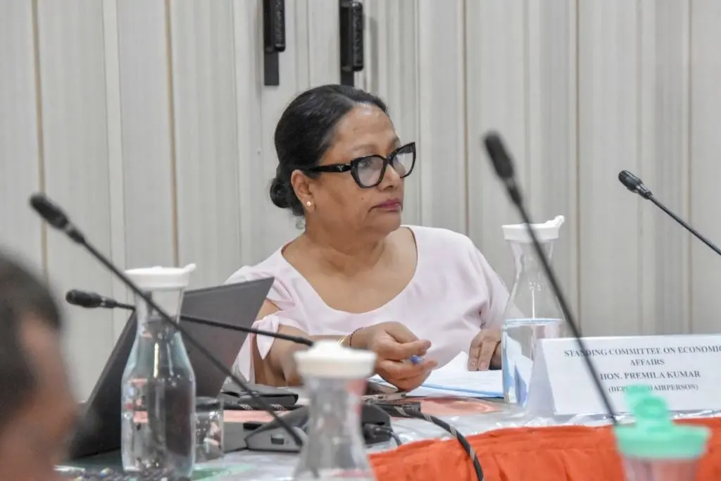 Vice Chairperson of the Standing Committee on Economic Affairs Premila Kumar in Parliament on October 20, 2025.
