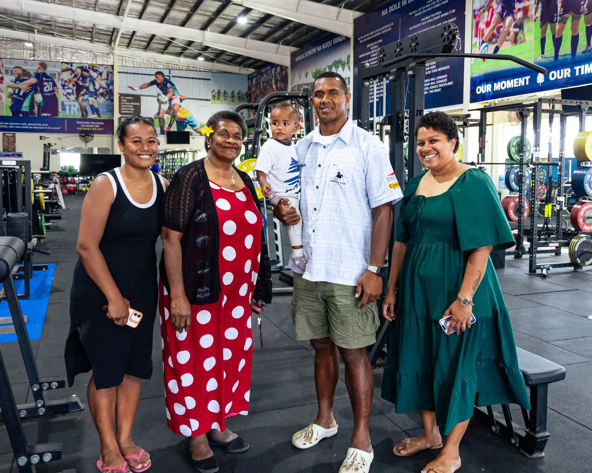 Nadroga rugby captain Manueli Ratuniyarawa with his family after signing his contract with the Fijian Drua at Legalega, Nadi, on September 30, 2026. Report on page 39. Photo: Fijian Drua.  