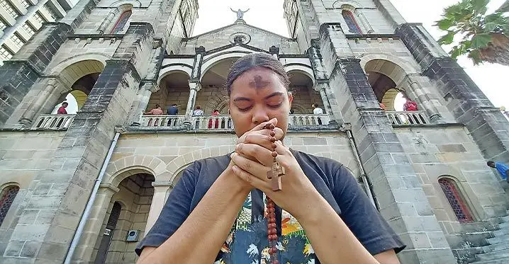 Sulueti Moce, 19, of Lodoni, Tailevu, following the Ash Wednesday mass at the Sacred Heart Cathedral in Suva on February 22, 2023. Photo: Ronald Kumar