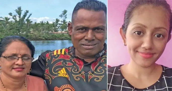 Left: Aruna Devi with husband Chandar Deo in Labasa on May 13, 2021. Photo: Shratika Naidu.  Right: Labasa nurse Yogeeta Chand