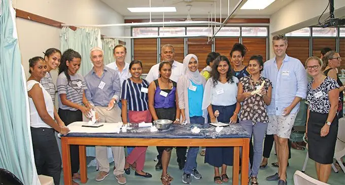 The team of medical professionals from the Australian Orthopaedic Association teaching Fijian physiotherapists and medical practitioners on the Ponseti Cast Treatment. Photo: Ministry of Health and Medical Services