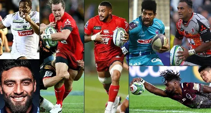 L-R: Alex Hodgman, Watisoni Votu, Michael Little, Rahboni Warren - Vosayaco, Maritino Nemani,  Semisi Masirewa, Moses Sorovi