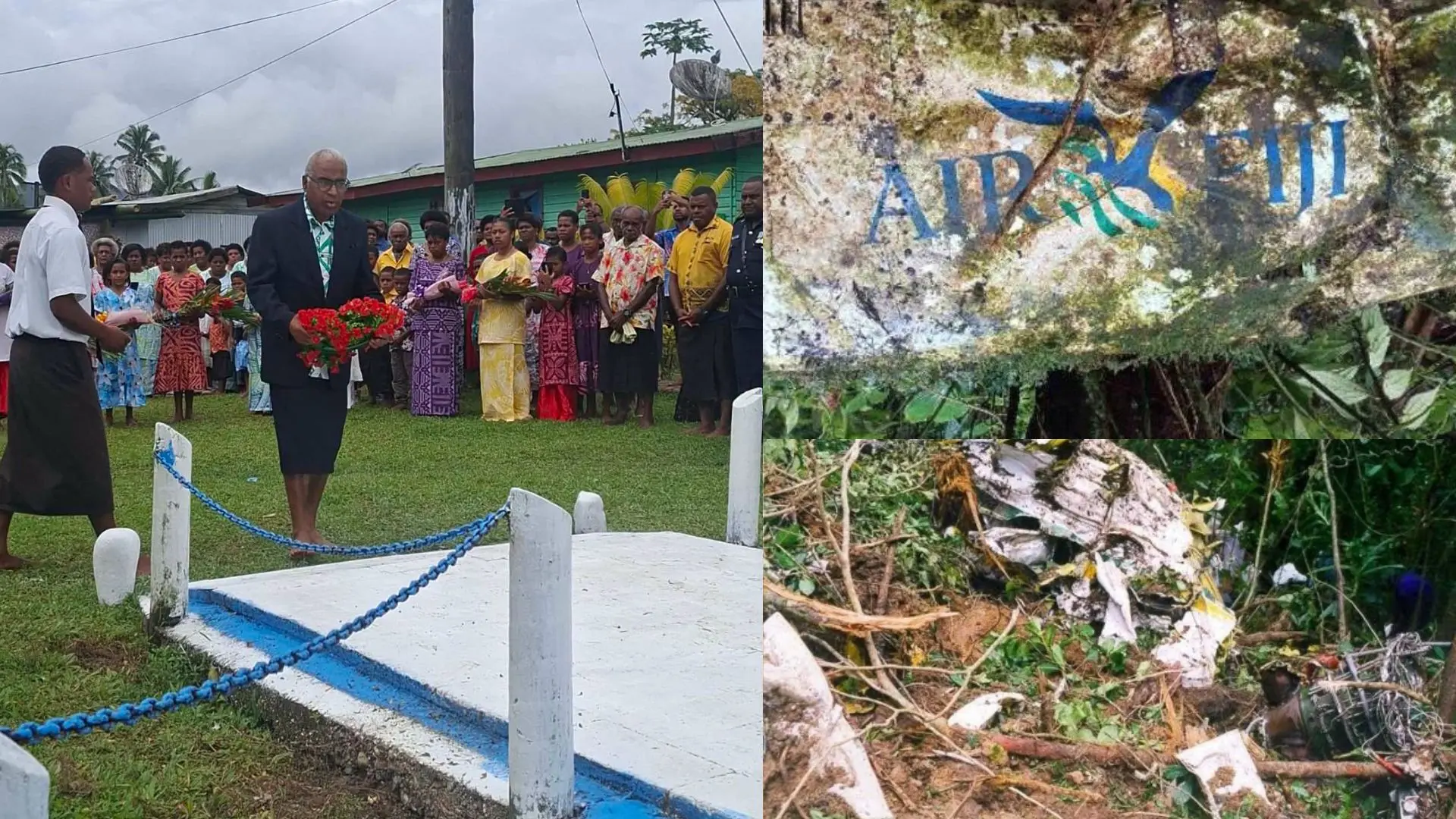 Delailasakau villagers yesterday paused to remember the 17 people who died in the 1999 Air Fiji crash. Fiji's Permanent Representative to the United Nations, Ambassador Filipo Tarakinikini, led a wreath-laying ceremony marking the 27th anniversary of the tragedy.