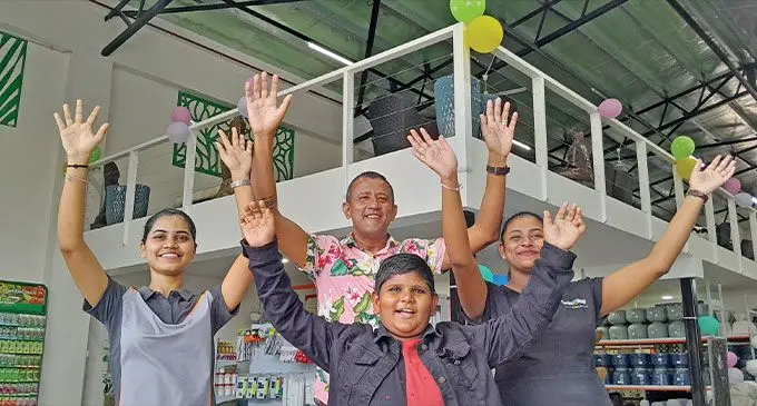 From left, Garden & World employee, Raeesha Begum, operations manager. Sanjesh Prasad, Bhawishna Prasad and Krishiv Sahil Prasad at the newly opened outlet in Nadi. Photo: Waisea Nasokia