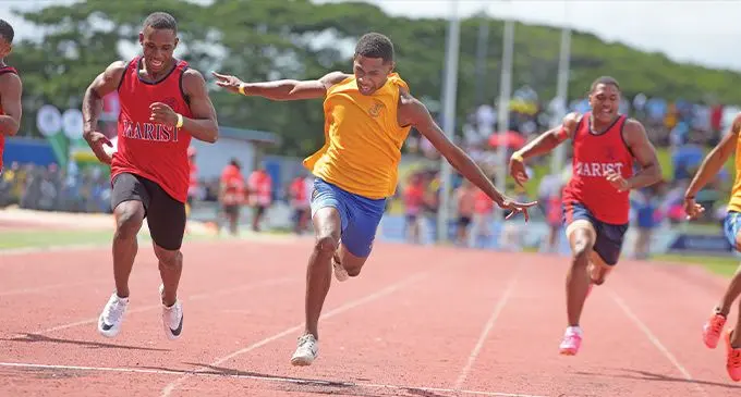 Suva Grammar School sprint king, Semesa Caginivalu (center), should be one to watch at the upcoming Coke Games at the end of the month. Photo: Ronald Kumar