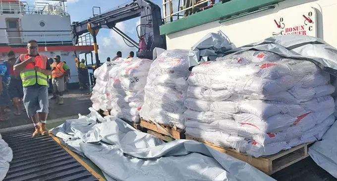 Aid onboard one of the vessels on it’s way to the Lau Group.  Photo: Kelera Sovasiga
