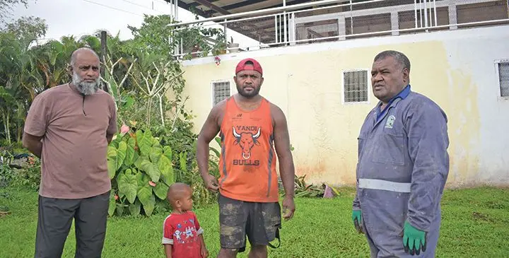 Baulevu residents Izaaz Khan (from left) Sakiusa Bai with his son, Malakai Gunavou and Sesenieli Kaitani are disappointed with continuous break-ins in their area. Photo: Ronald Kumar