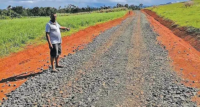 Seaqaqa Advisory Councillor, Amit Narayan, shows the recently developed gravelled five-kilometer road.