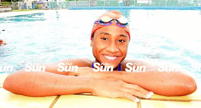 Kelera Modunasoko after competing in her event during the Long Course Age Group nationals at the Damodar Aquatic Centre, Suva, on April 23, 2022. Photo: Ronald Kumar.