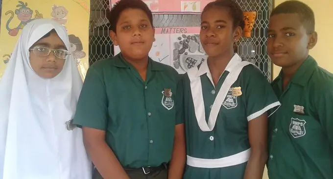 From left: Deputy headgirl Tanzeela Hussain, headboy Shivan Prasad, headgirl Alena Tobey and Deputy headboy Sailasa Mociu. Photo: Shirika Shalini