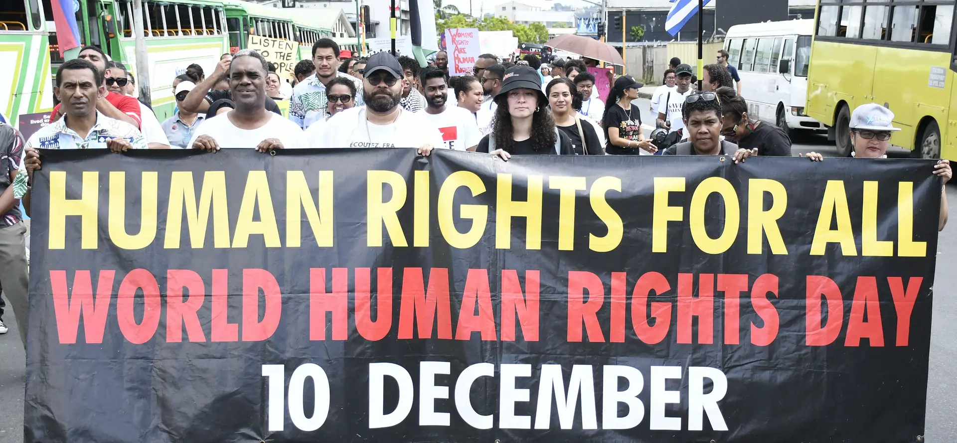 Members of NGO coalition during Human Rights day March  in Suva on December 10, 2025. 