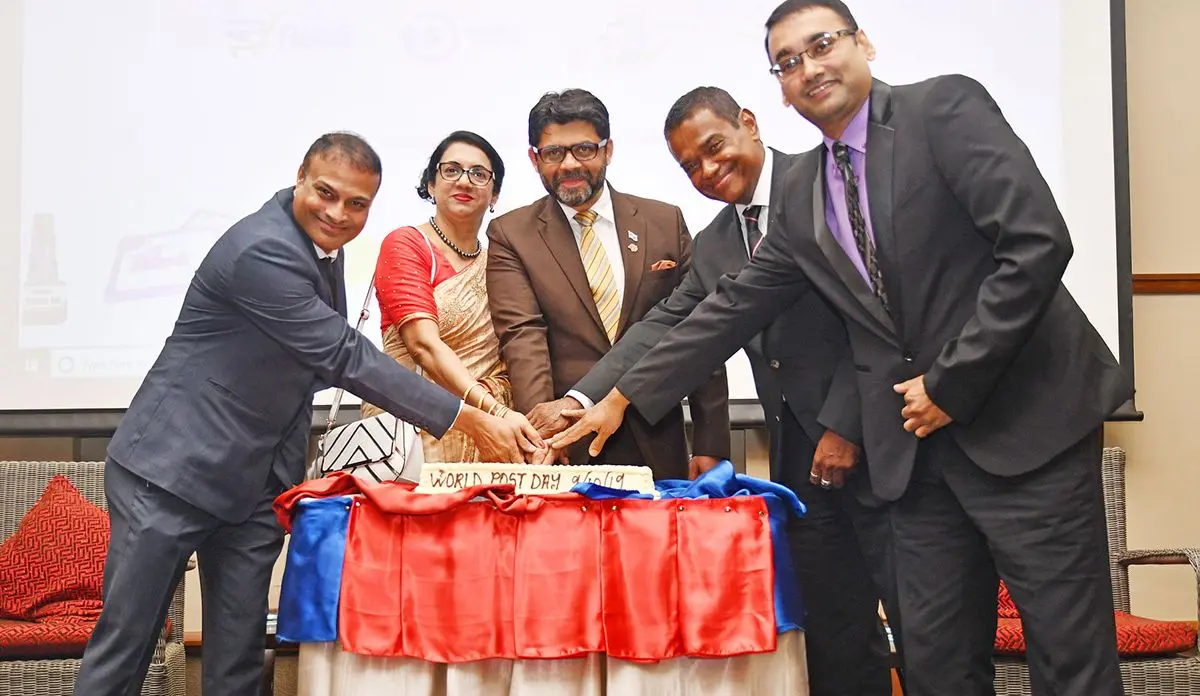 From left: Post Fiji chief executive officer Anirudha Bansod, Post Fiji board director Manjula Dayal, Attorney-General and Minister for Economy Aiyaz-Sayed Khaiyum, Board Chairman Lawrence Tikaram and board director Fazrul Rahman during the launching of Post Fiji’s e-commerce online platform at Suva’s Grand Pacific Hotel on October 9. Photo: Laiseana Nasiga.
