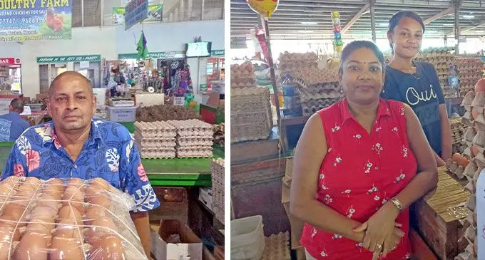 Middleman Kishen Prasad and vendor Christine Kumar. Photos: Josefa Babitu