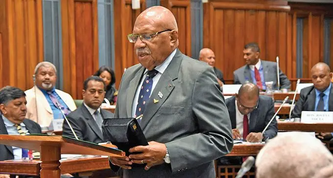 Prime Minister Sitiveni Rabuka in Parliament