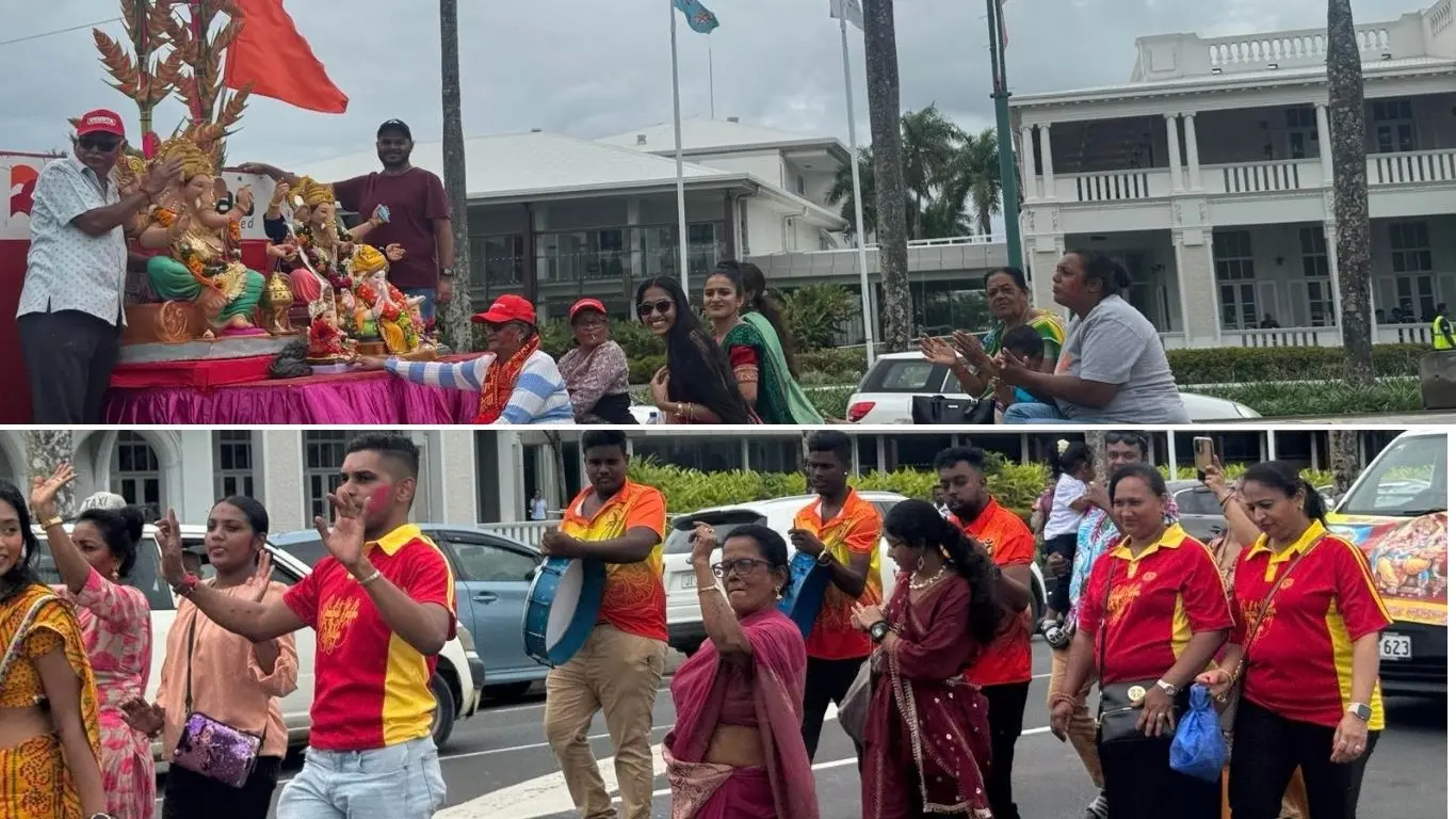 Devotees take part in a Ganesh Chaturthi procession through Suva to Nasese, marking the conclusion of the 10-day Hindu festival.