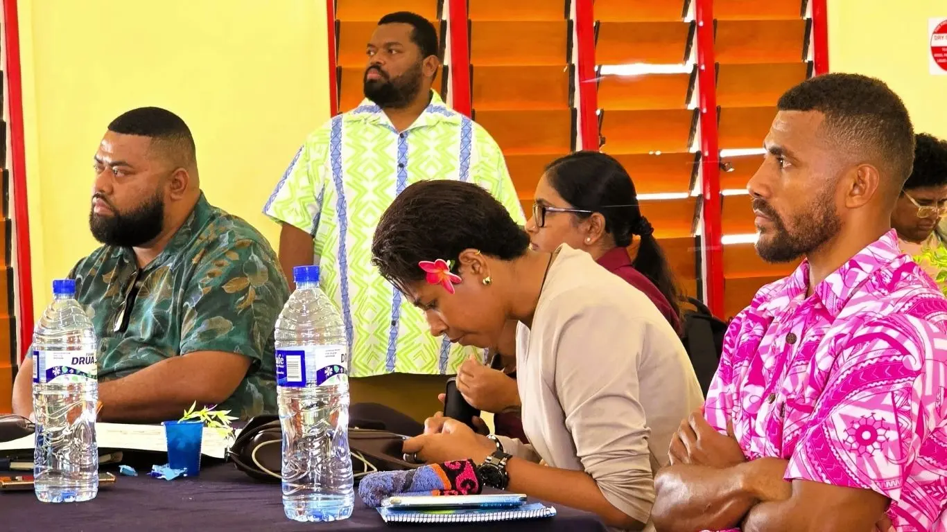 Male journalists attending the Women in Media (WIM) and Fiji Council of Social Services (FCOSS) national training of women auditors on the Kacivaka tool underway in Savusavu on September 21, 2026. Photo: Samp