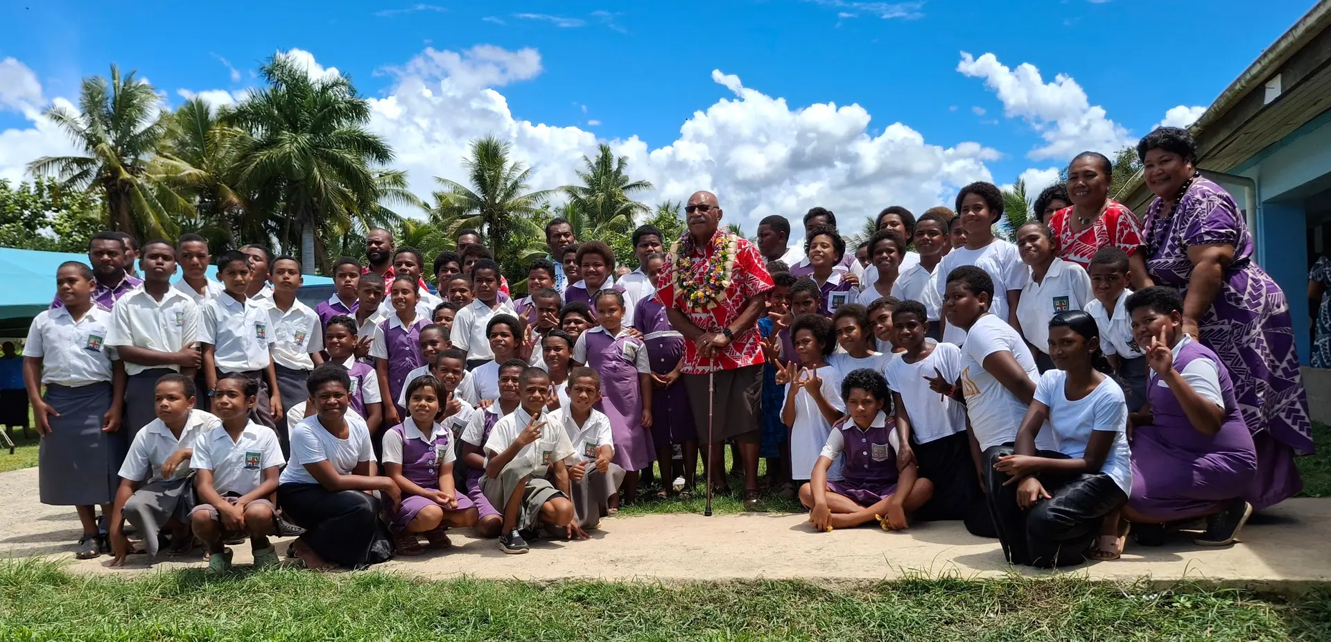 PM Sitiveni Rabuka with students and teachers of Vunayasi District School on November 18, 2025