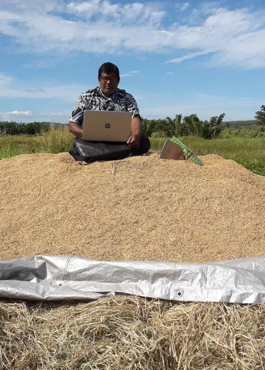 Galoa Island Primary School headteacher Rishi Ram at his rice farm in Naibulu, Dreketi, Labasa. 