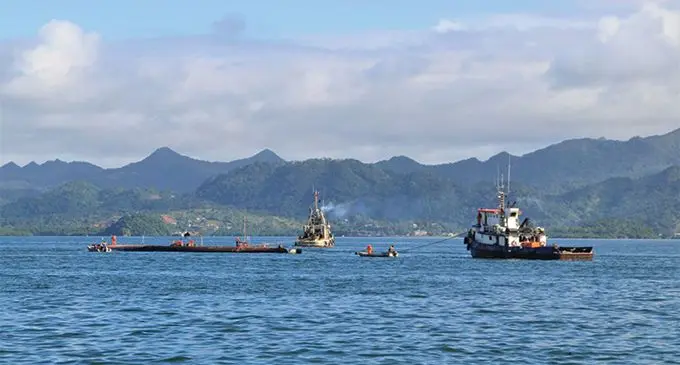 MV Southern Phoenix being towed away on May 25, 2019.