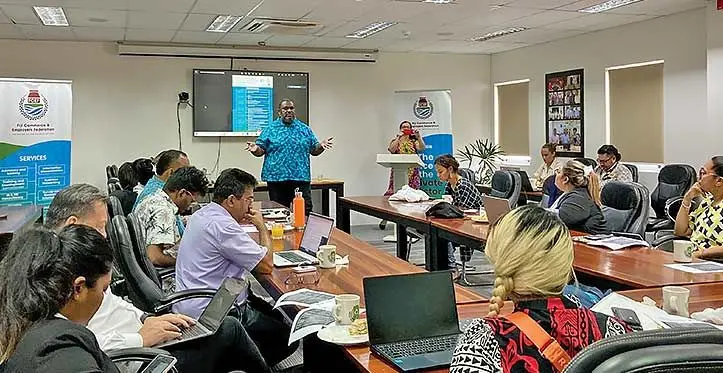 Young Entrepreneurs Council (YEC) chair, Watesoni Nata Jr speaking at the Micro, Small, and Medium Enterprise Council Transition and Ease of Doing Business Roundtable Discussions.