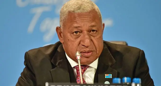 COP23 President and Fijian Prime Minister Voreqe Bainimarama delivers his remarks at the COP 24 meeting.