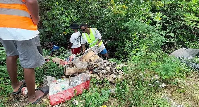 Sa Dina Youth Club in Narewa Village, Nadi collect rubbish along  the Denarau Road last Thursday (18.01.24). Photo: Ministry of Youth and Sports Fiji